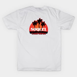 Soquel California City Sticker Icon with Palms T-Shirt